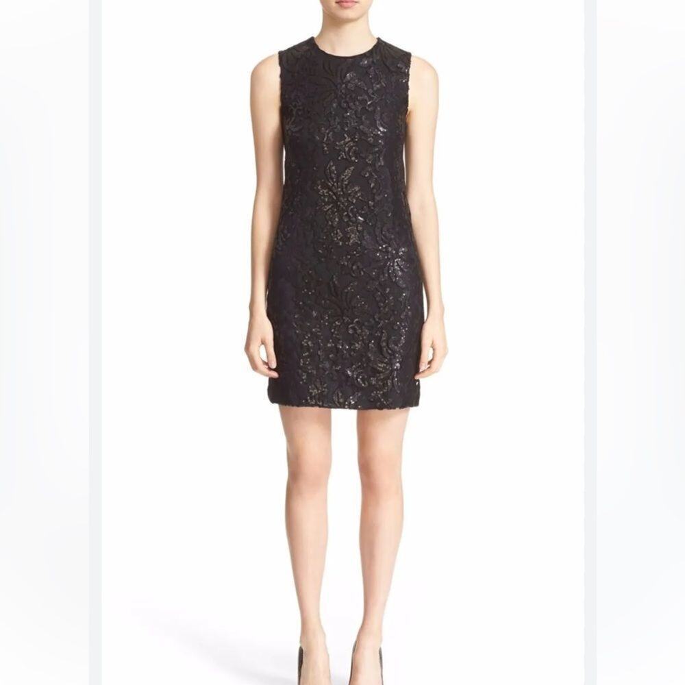 Diane Von Furstenberg Black Kaleb Sequin Shift Dress Size 4